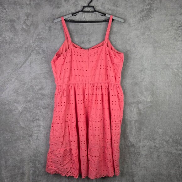 Womens Lane Bryant Pink Eyelet Sundress Adjustable Straps & Back Zipper Size 26 - Picture 5 of 8